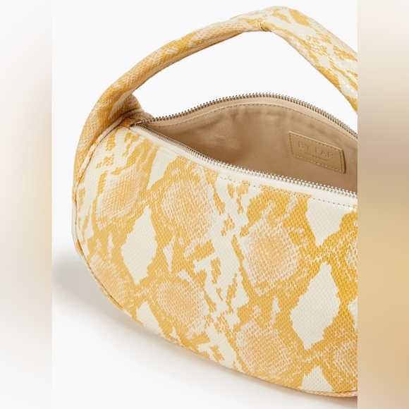 BY FAR Cush Leather Hobo Bag Snakeskin Pattern Zip Closure EUC - Picture 5 of 11